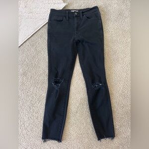 Madewell Jeans High Rise Jeans, black distressed 10”